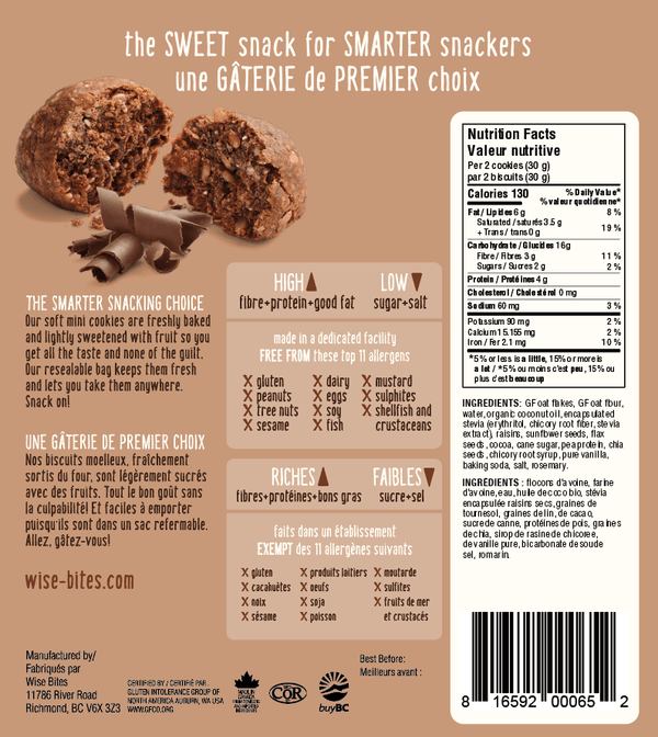 Chocolate Soft Mini Cookies 4 Pack - Wise Bites